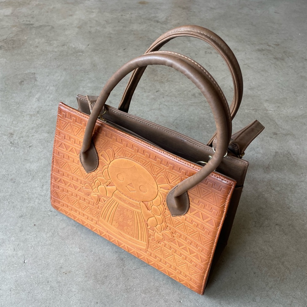 Brown and Tan Leather Handbag